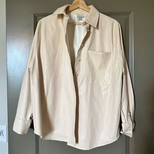 Faux leather oversized button up